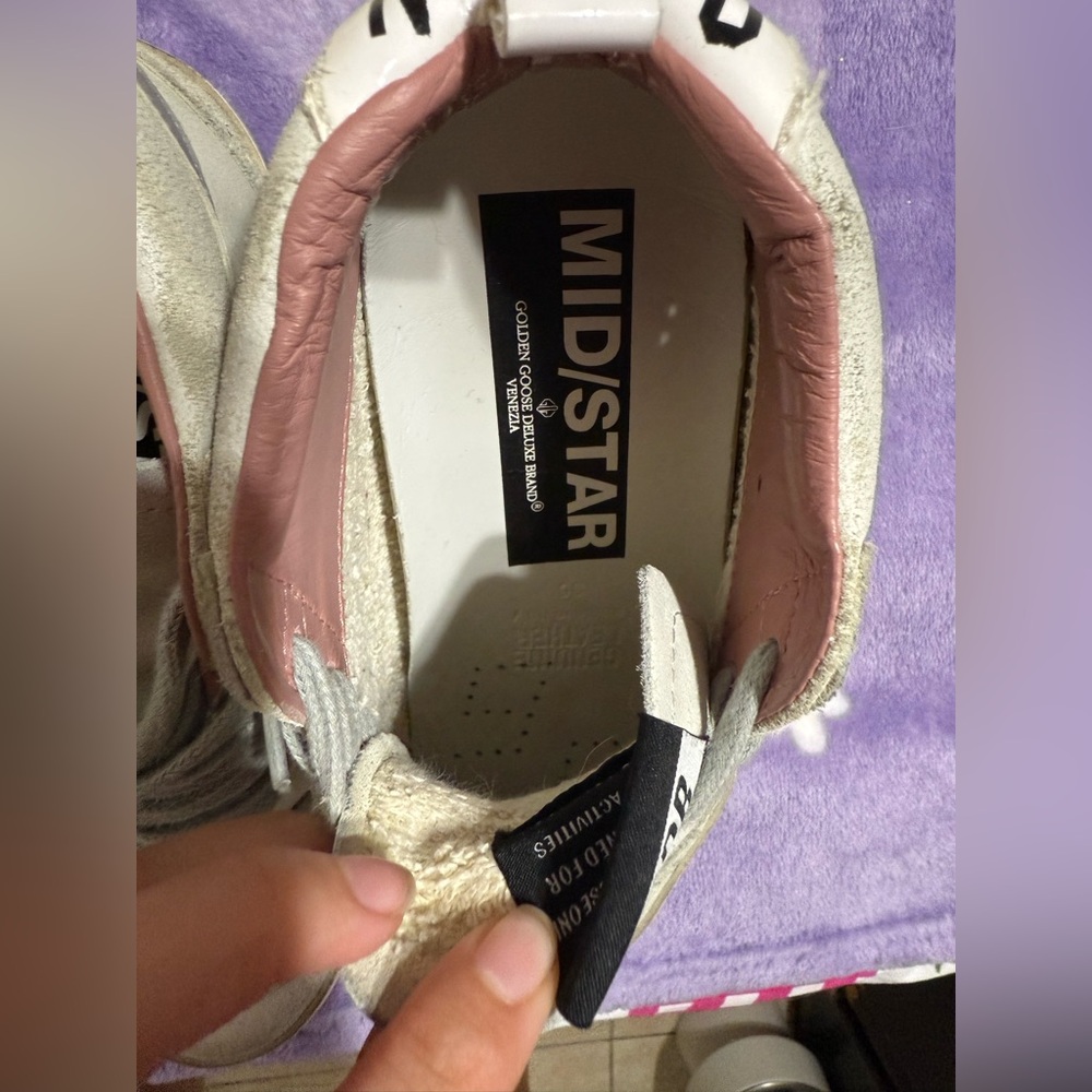 Golden Goose Red and Gray Distressed High-Top Sneakers - Picture 4 of 8